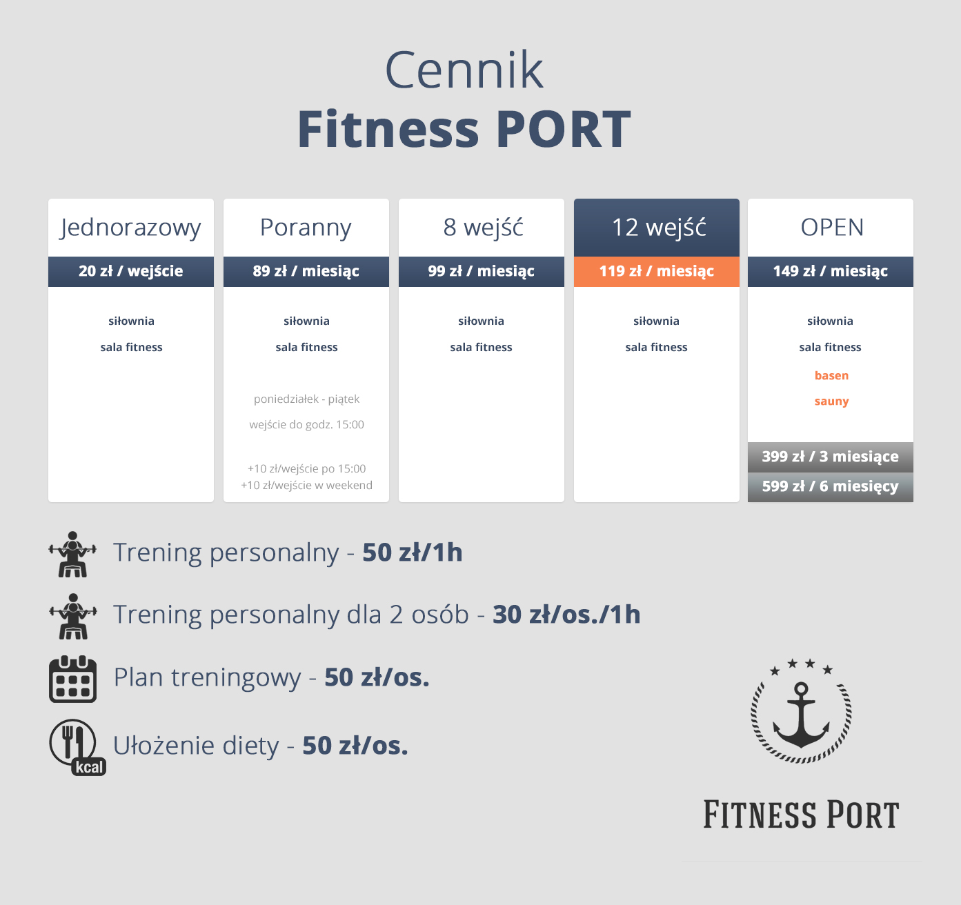 Cennik Fitness Port 2019