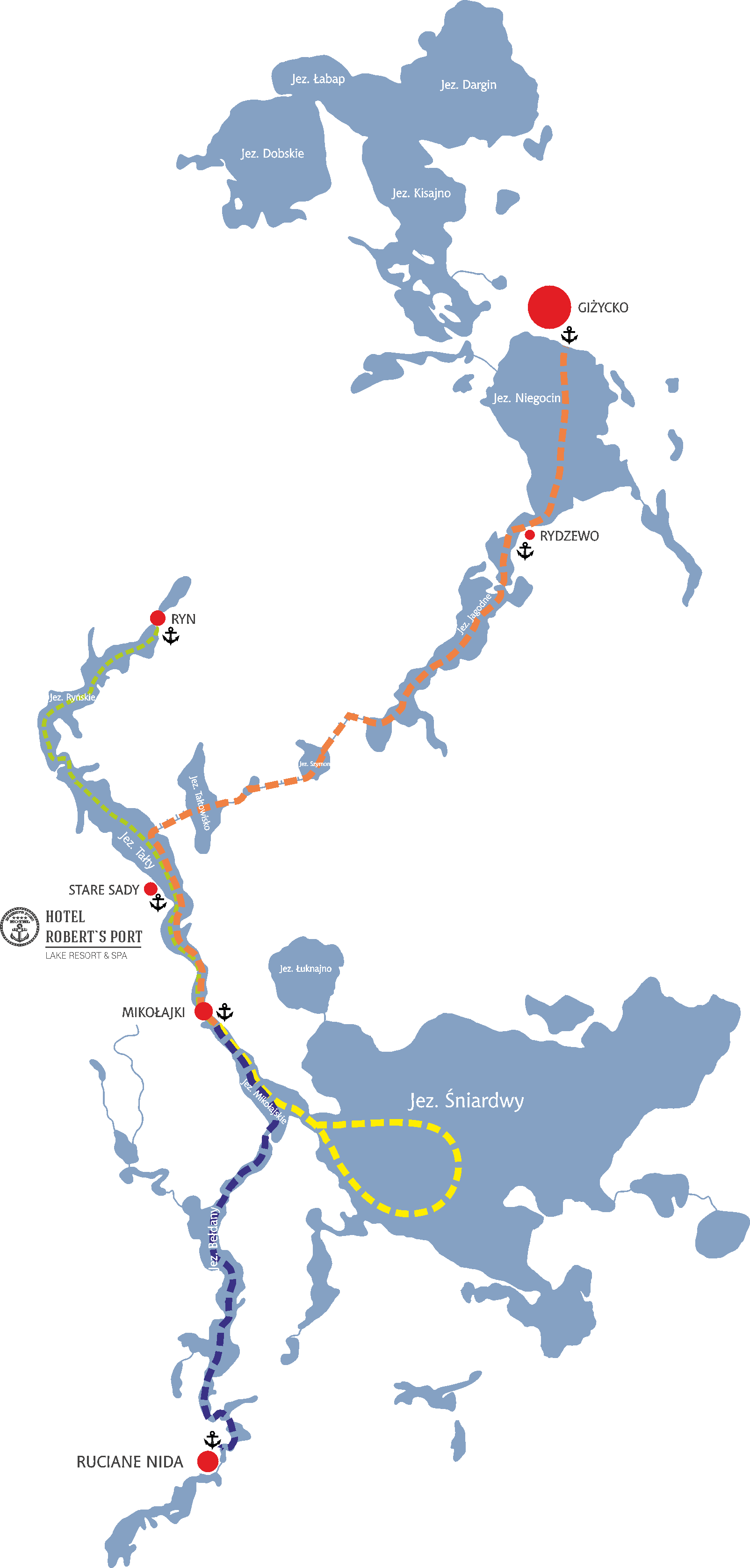 mapa z trasami rejsów